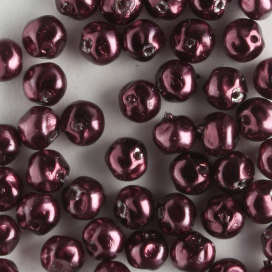 4mm Baroque Glass Pearls Eggplant - 100 beads