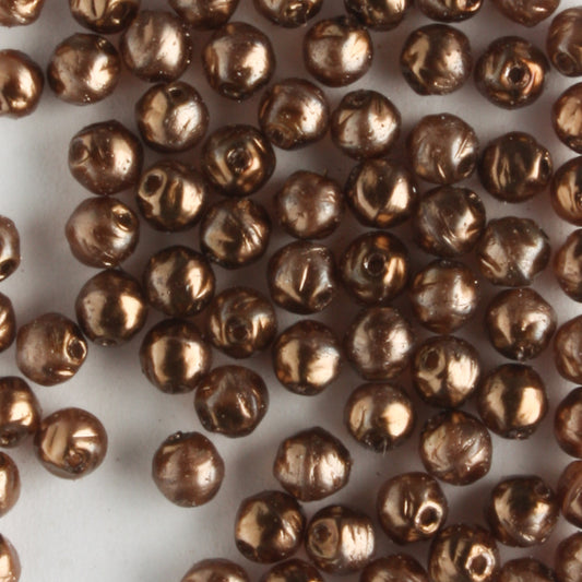 3mm Baroque Glass Pearls Copper - 100 beads