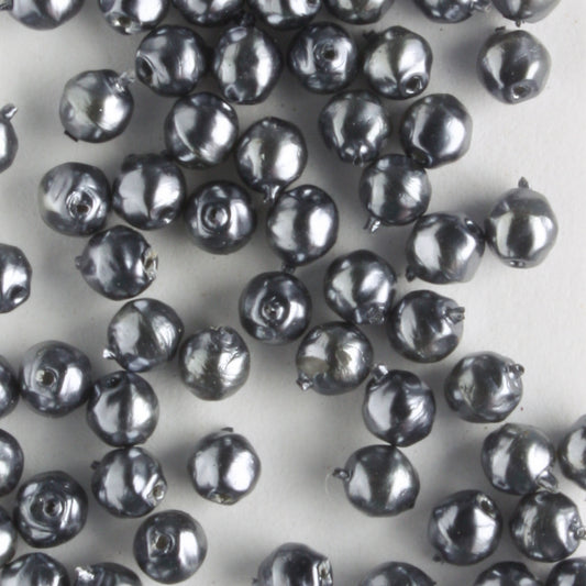 3mm Baroque Glass Pearls Hematite - 100 beads