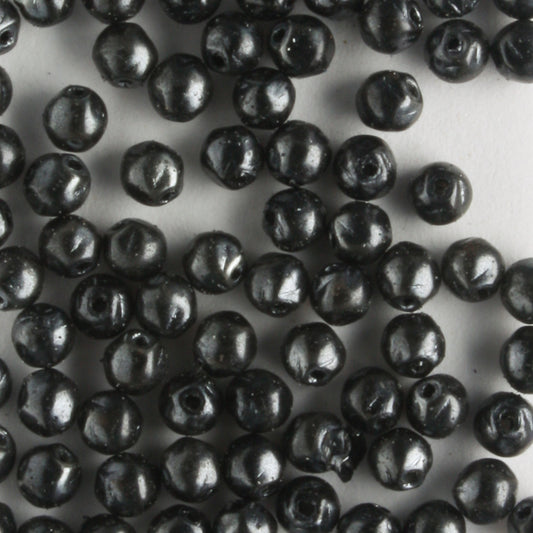 3mm Baroque Glass Pearls Jet - 100 beads