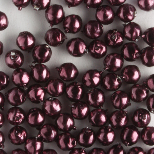 3mm Baroque Glass Pearls Eggplant - 100 beads