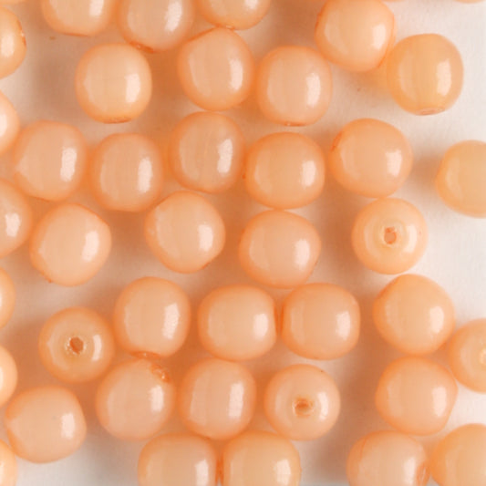 4mm Druk Opaque Peach - 100 beads
