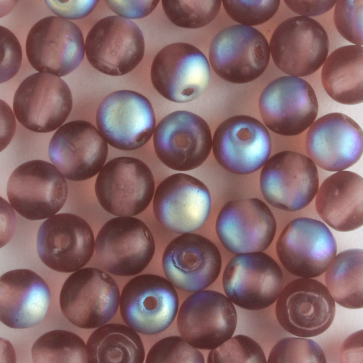 4mm Druk Amethyst Matte AB - 100 beads