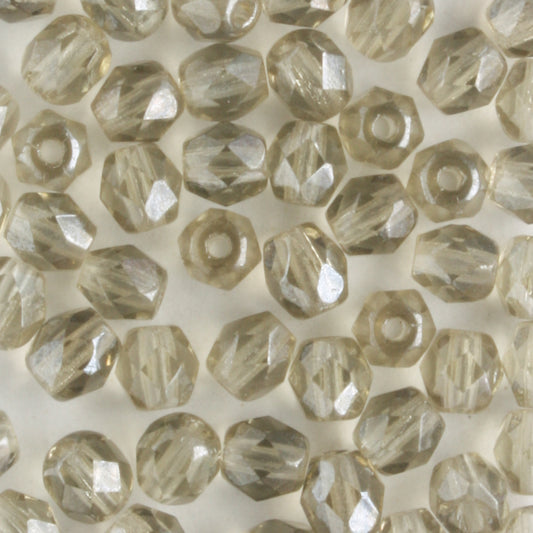 4mm Round Fire Polish Black Diamond Luster - 100 beads