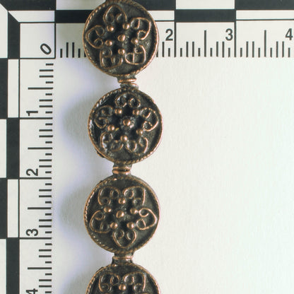Pewter Beads, Copper Plated - 8" Strand