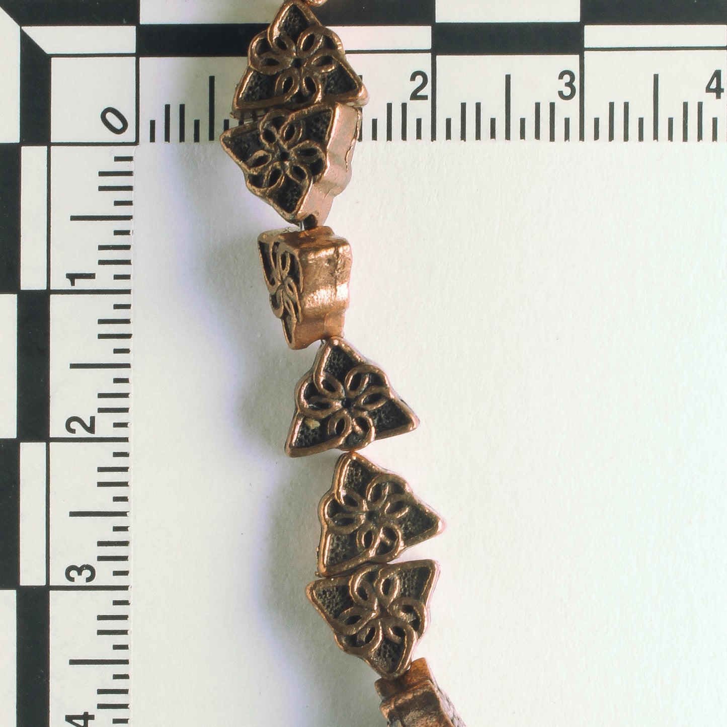 Pewter Beads, Copper Plated - 8" Strand