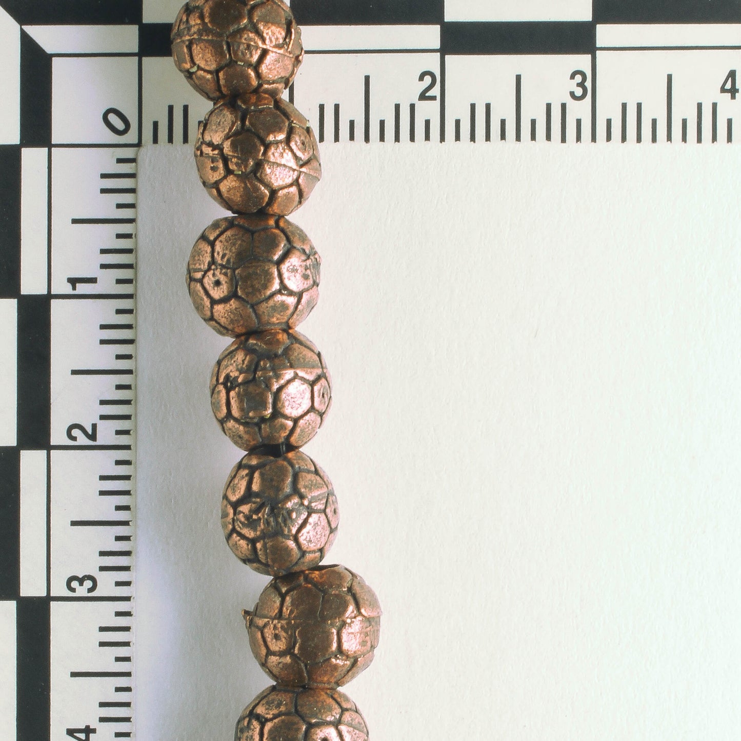 Pewter Beads, Copper Plated - 8" Strand