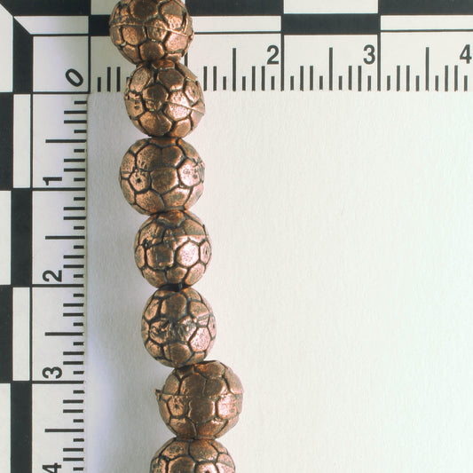 Pewter Beads, Copper Plated - 8" Strand