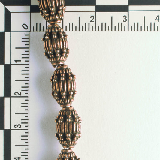 Pewter Beads, Copper Plated - 8" Strand