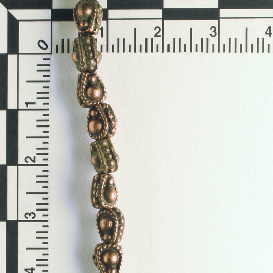 Pewter Beads, Copper Plated - 8" Strand