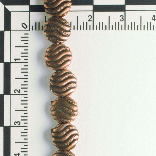 Pewter Beads, Copper Plated - 8" Strand