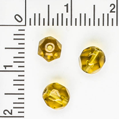 6mm Faceted Round Olive Green - 50 beads