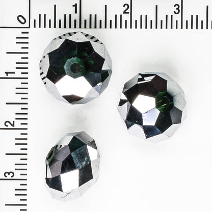 10x14 Rondelle Silver - 15 beads