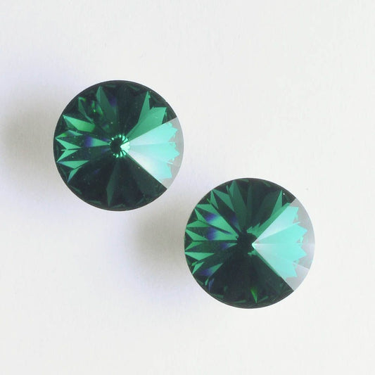 12mm Rivoli Emerald - pair