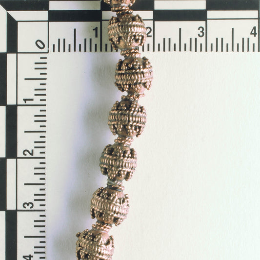 Pewter Beads, Copper Plated - 8" Strand