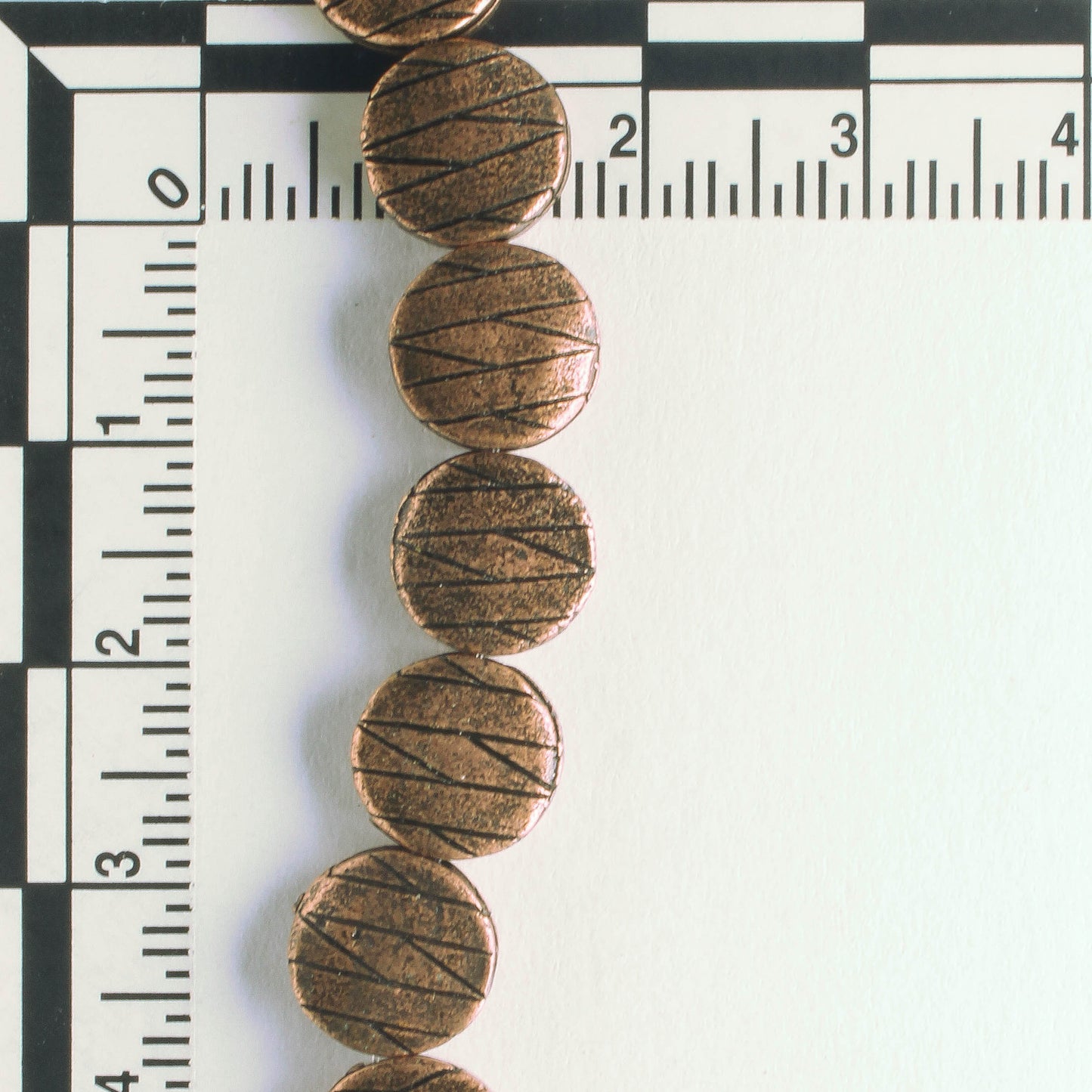 Pewter Beads, Copper Plated - 8" Strand