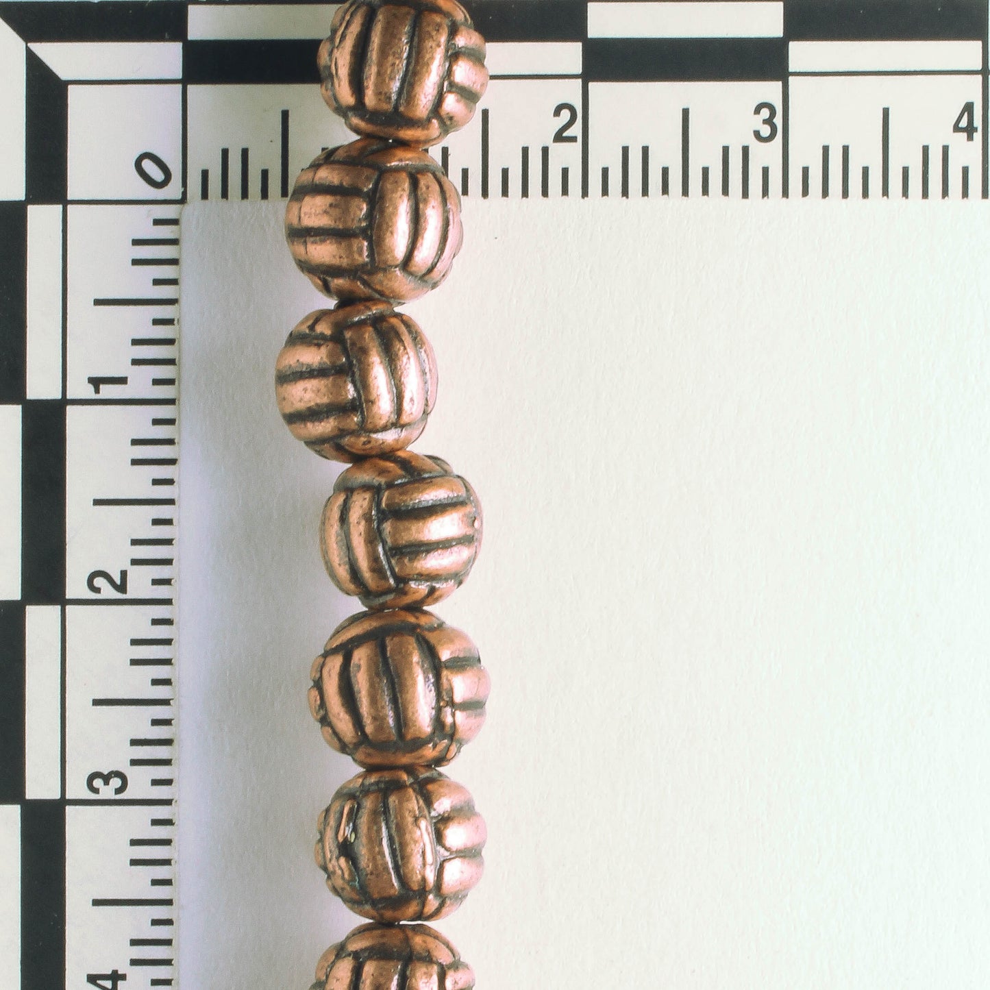 Pewter Beads, Copper Plated - 8" Strand