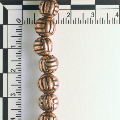 Pewter Beads, Copper Plated - 8" Strand