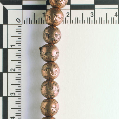 Pewter Beads, Copper Plated - 8" Strand