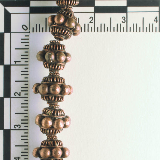 Pewter Beads, Copper Plated - 8" Strand