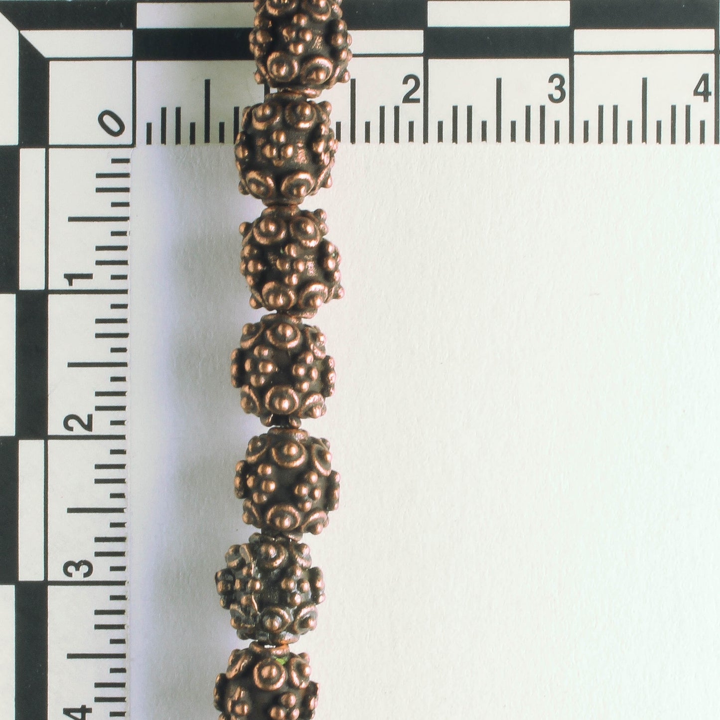 Pewter Beads, Copper Plated - 8" Strand