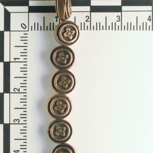 Pewter Beads, Copper Plated - 8" Strand