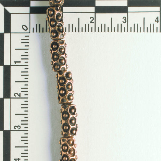Pewter Beads, Copper Plated - 8" Strand