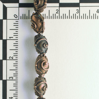 Pewter Beads, Copper Plated - 8" Strand