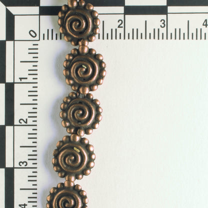 Pewter Beads, Copper Plated - 8" Strand