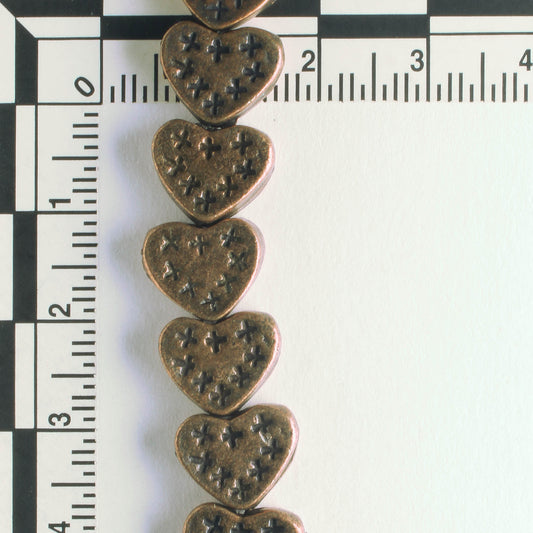 Pewter Beads, Copper Plated - 8" Strand