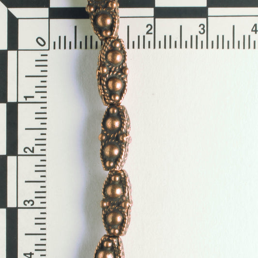 Pewter Beads, Copper Plated - 8" Strand