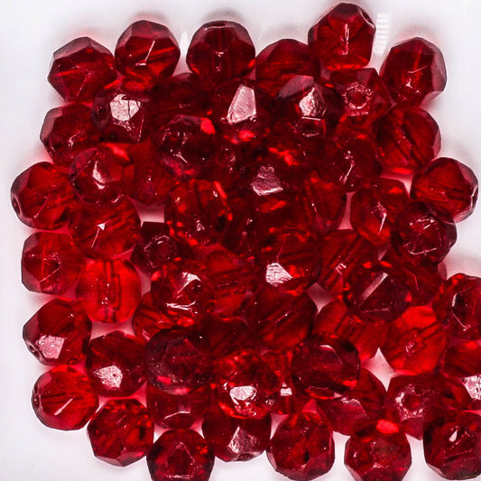 7mm Cut Glass Red Mix - 25 beads