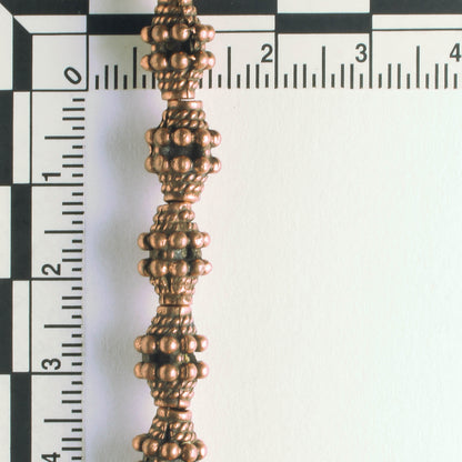 Pewter Beads, Copper Plated - 8" Strand