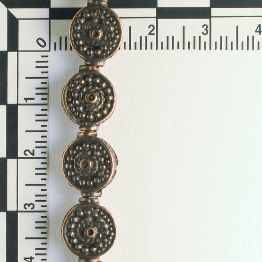 Pewter Beads, Copper Plated - 8" Strand