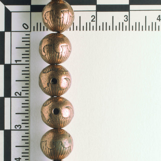 Pewter Beads, Copper Plated - 8" Strand