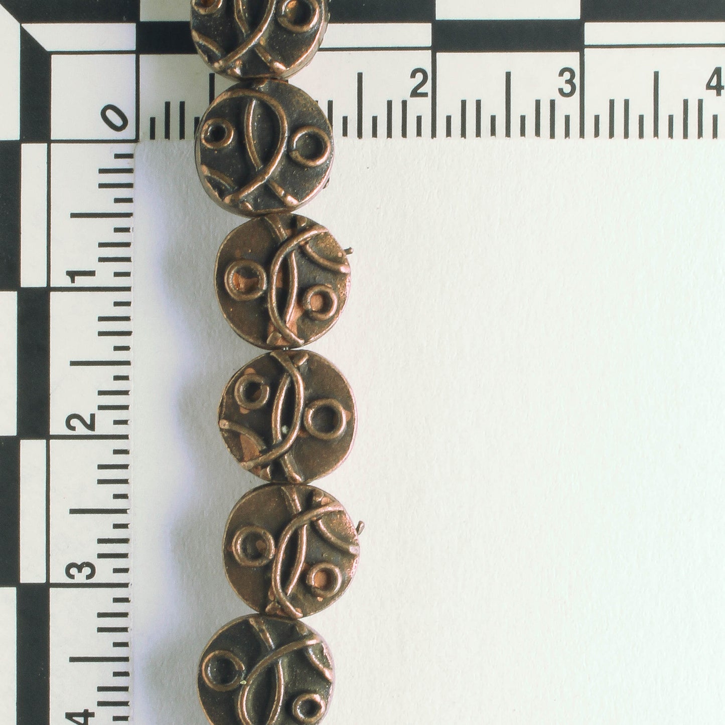 Pewter Beads, Copper Plated - 8" Strand