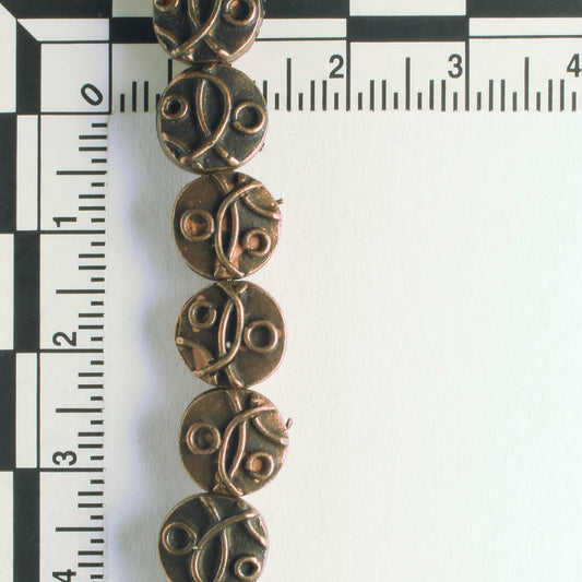 Pewter Beads, Copper Plated - 8" Strand