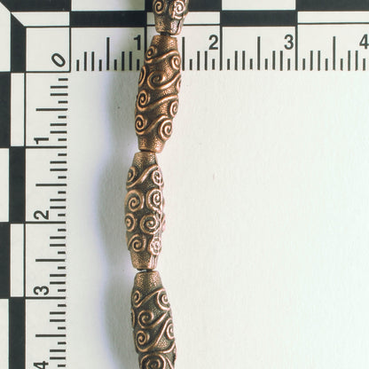 Pewter Beads, Copper Plated - 8" Strand