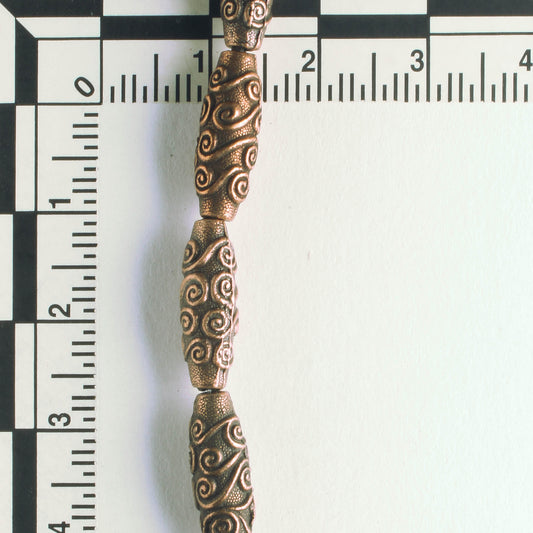 Pewter Beads, Copper Plated - 8" Strand