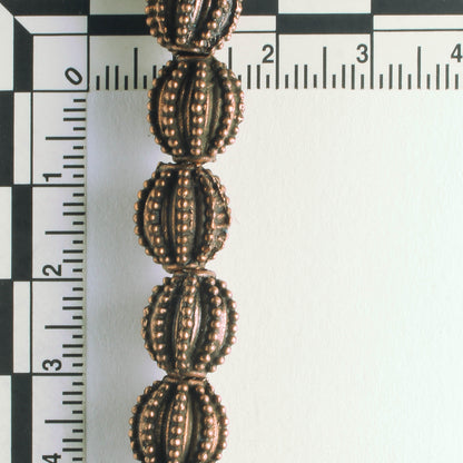 Pewter Beads, Copper Plated - 8" Strand