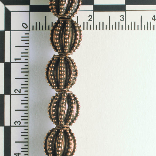 Pewter Beads, Copper Plated - 8" Strand