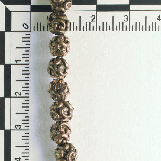 Pewter Beads, Copper Plated - 8" Strand
