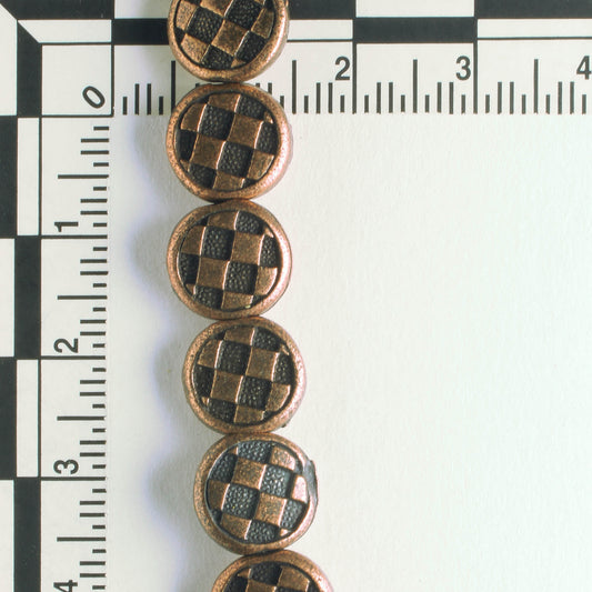 Pewter Beads, Copper Plated - 8" Strand