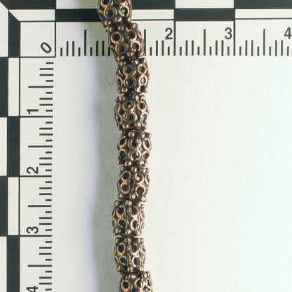 Pewter Beads, Copper Plated - 8" Strand