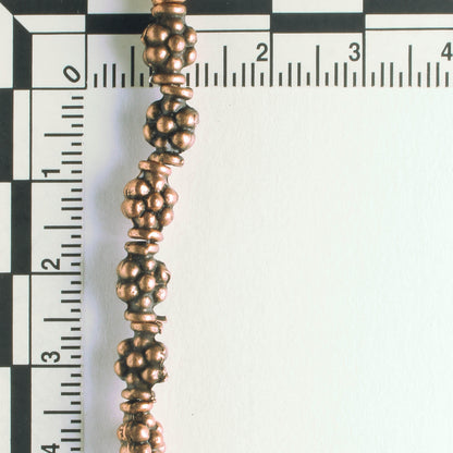 Pewter Beads, Copper Plated - 8" Strand
