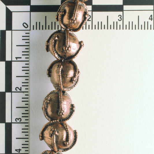 Pewter Beads, Copper Plated - 8" Strand