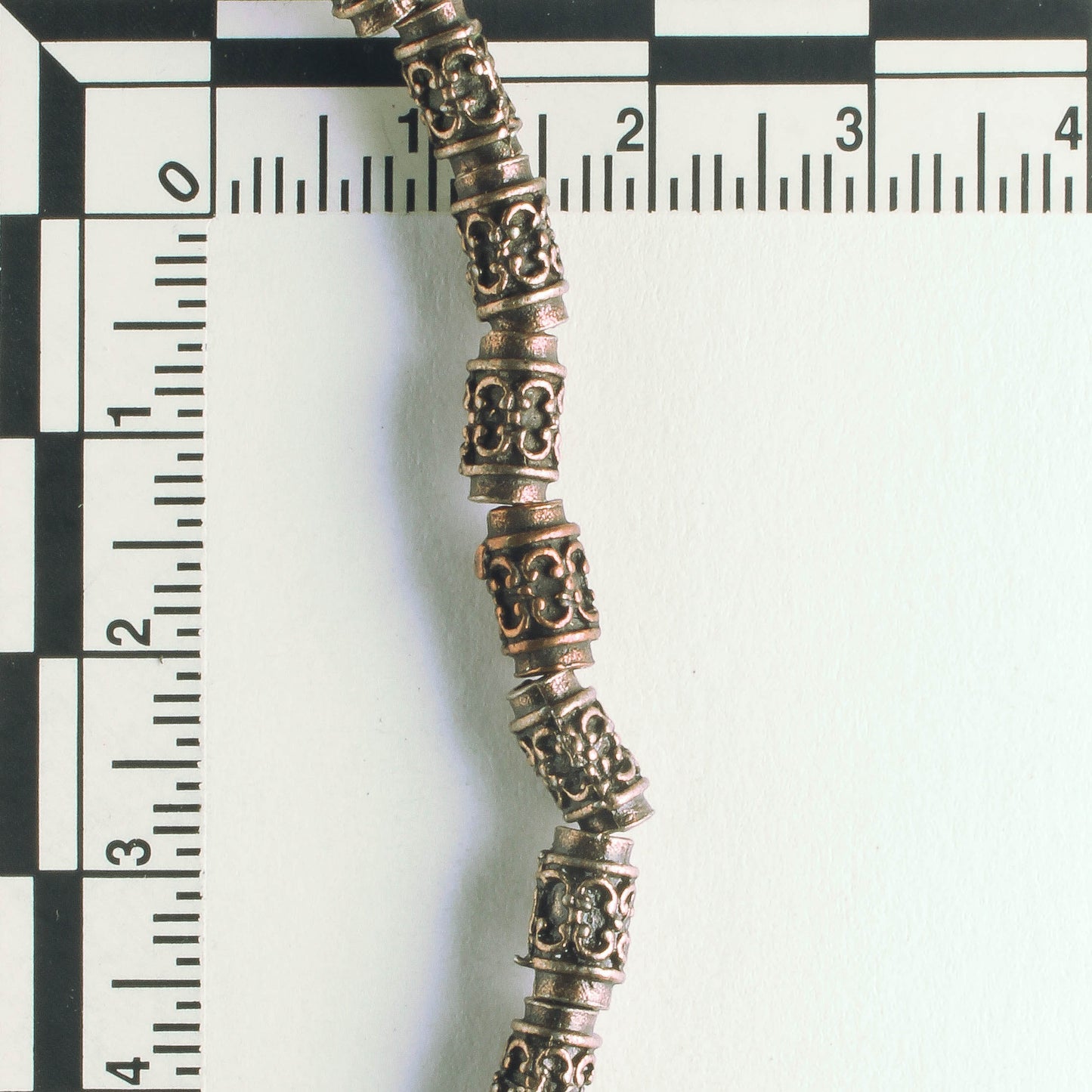 Pewter Beads, Copper Plated - 8" Strand