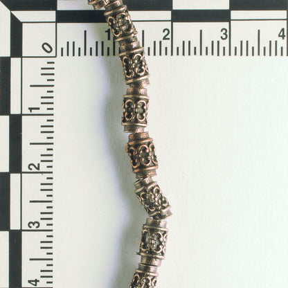 Pewter Beads, Copper Plated - 8" Strand