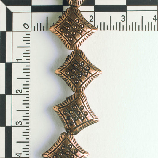 Pewter Beads, Copper Plated - 8" Strand