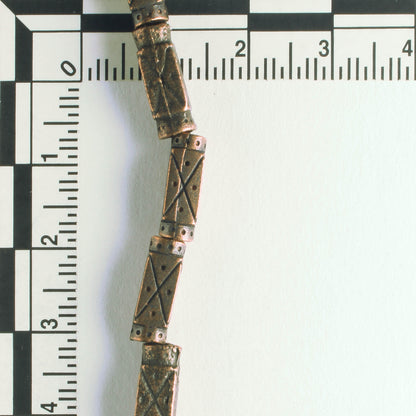 Pewter Beads, Brass Plated - 8" Strand